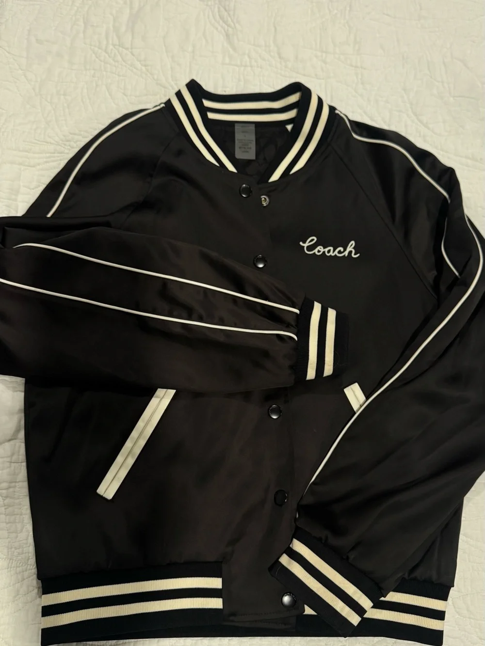 Coach Black and White Bomber Varsity Jacket